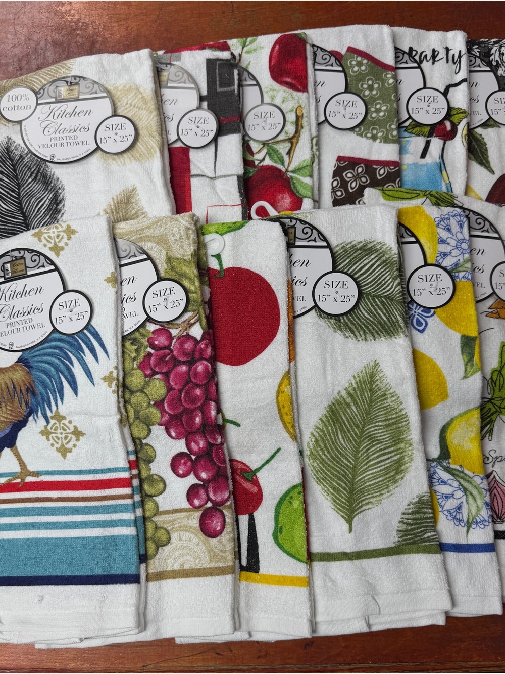 100% Cotton Printed Kitchen Towels – 12-Piece Set